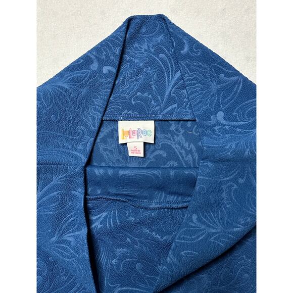 LuLaRoe Cassie Pencil Skirt Blue Textured Floral Stretch Women’s Small - Picture 2 of 6